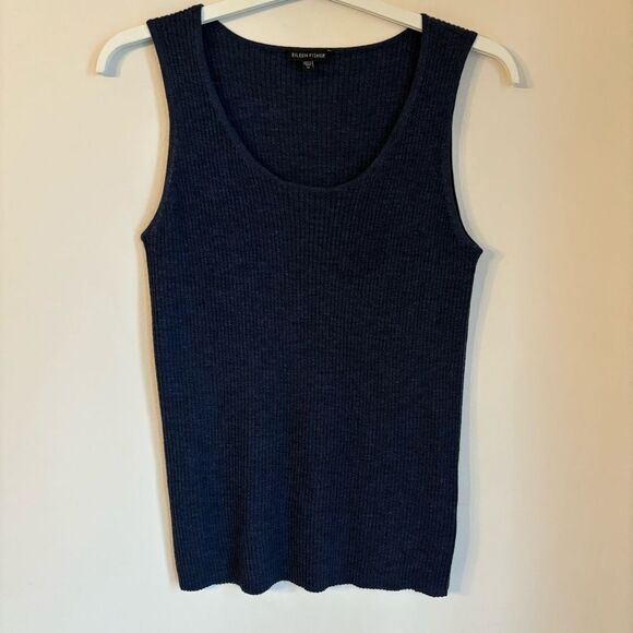 Eileen Fisher Women’s 100% wool ribbed navy blue tank top size medium - EUC! - Picture 5 of 7